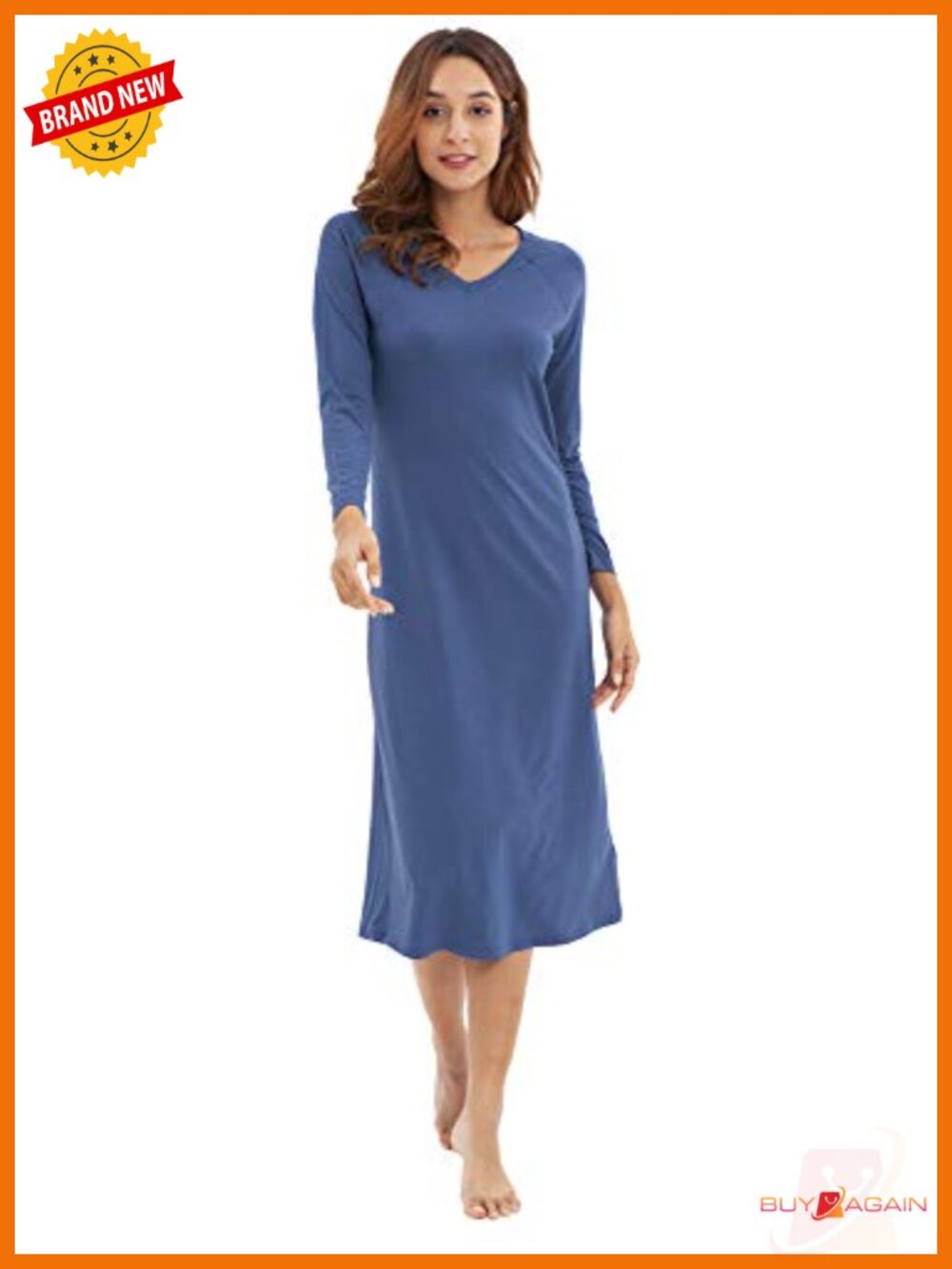 Bamboo Viscose Nightgown Super Soft Long Sleeve Sleepshirt